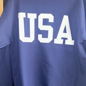 Jerzees Navy Crewneck Sweatshirt with White USA Graphic large
